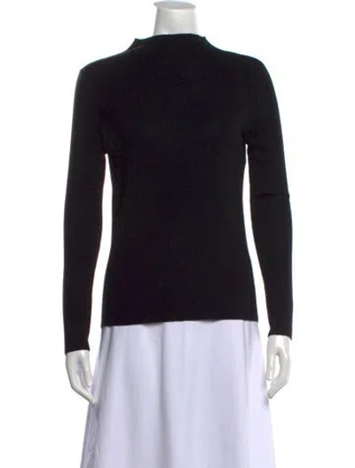 Pre-owned Frances Valentine Merino Wool Mock Neck Sweater In Black