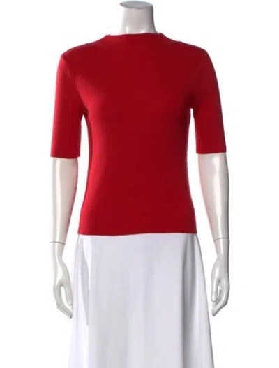Pre-owned Frances Valentine Merino Wool Mock Neck Sweater In Red
