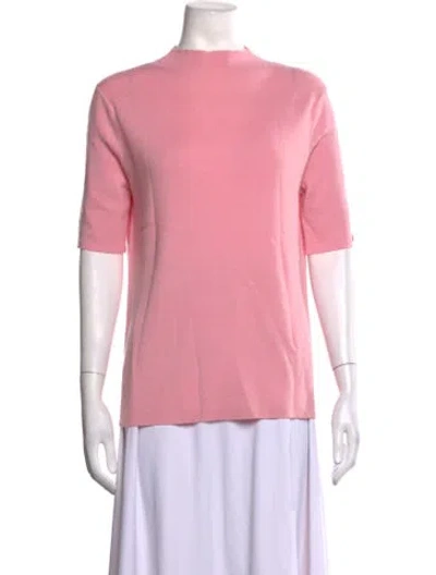 Pre-owned Frances Valentine Merino Wool Mock Neck Top In Pink