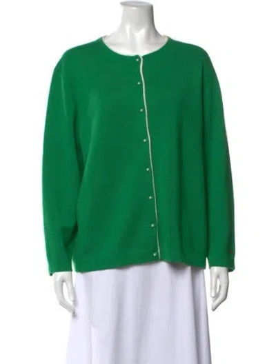 Pre-owned Frances Valentine Merino Wool Open Front Sweater In Green