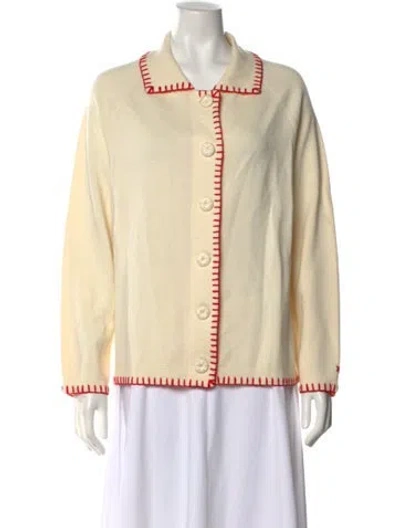 Pre-owned Frances Valentine Merino Wool Open Front Sweater W/ Tags In Neutral