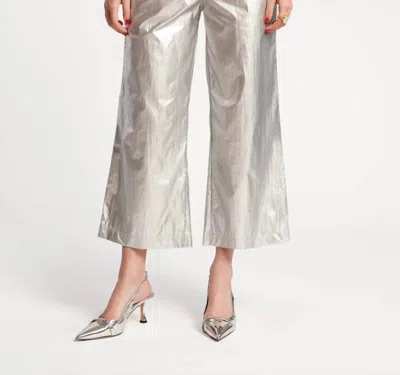 Frances Valentine Metallic Nylon Mimi Pant In Silver