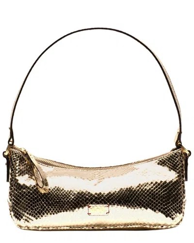 Frances Valentine Mia Metallic Snake-embossed Leather Shoulder Bag In Gold