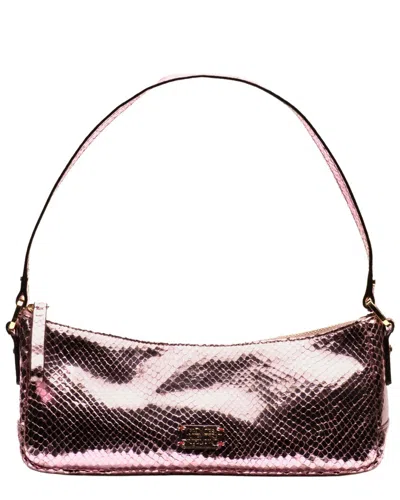 Frances Valentine Mia Metallic Snake-embossed Leather Shoulder Bag In Pink