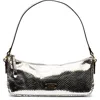 Frances Valentine Mia Snakeskin Embossed Metallic Leather Shoulder Bag In Silver