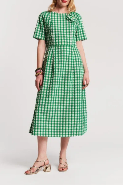 Frances Valentine Michelle Midi Dress Gingham In Green