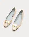 Frances Valentine Midge Flat Crinkled Leather In Cream In White