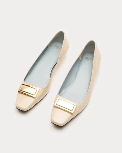 Frances Valentine Midge Flat Crinkled Leather In Cream In White