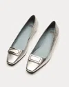 Frances Valentine Midge Flat Crinkled Leather Silver In Silver