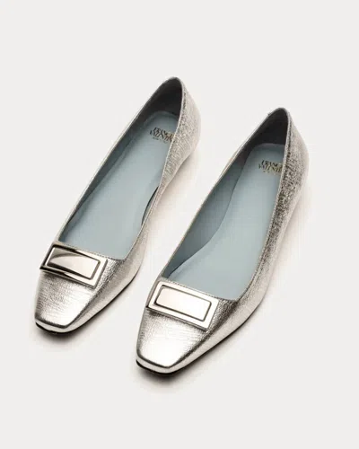 Frances Valentine Midge Flat Crinkled Leather Silver