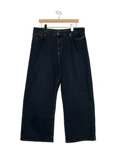 Pre-owned Frances Valentine Mid-rise Wide Leg Jeans In Blue