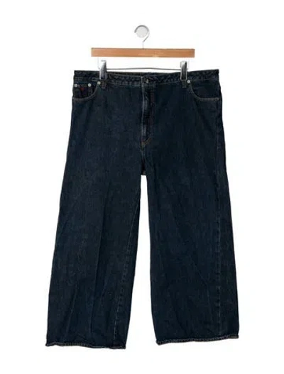 Pre-owned Frances Valentine Mid-rise Wide Leg Jeans In Blue