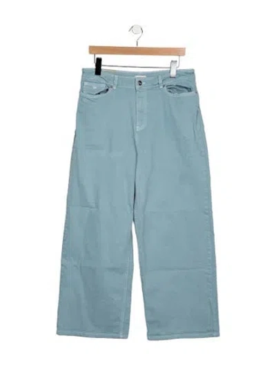 Pre-owned Frances Valentine Mid-rise Wide Leg Jeans In Blue