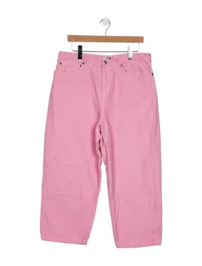 Pre-owned Frances Valentine Mid-rise Wide Leg Jeans In Pink