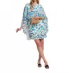 Frances Valentine Mini Cape Mini Dress In Pocket Full Of Posies Oyster Blue In Blue