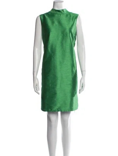 Pre-owned Frances Valentine Mock Neck Mini Dress In Green