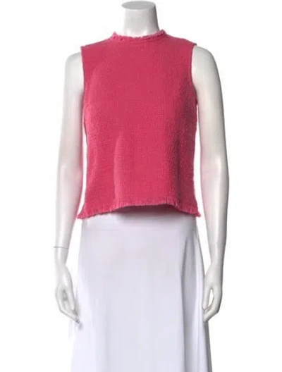 Pre-owned Frances Valentine Mock Neck Sleeveless Crop Top In Pink