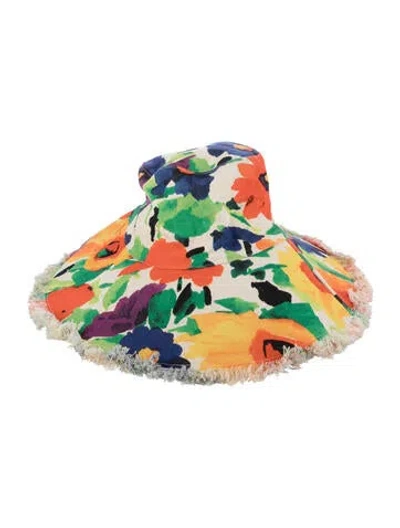Pre-owned Frances Valentine Multicolor Patterned Sun Hat In Neutrals