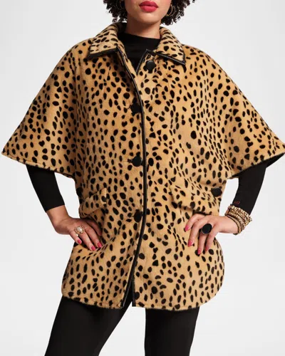 Frances Valentine Nico Cheetah-print Faux Fur Poncho In Multi