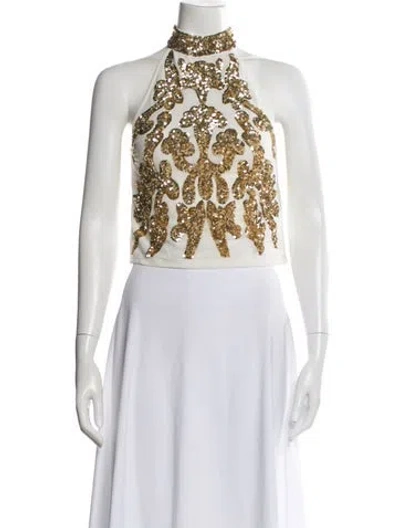 Pre-owned Frances Valentine Nylon Printed Crop Top W/ Tags In White