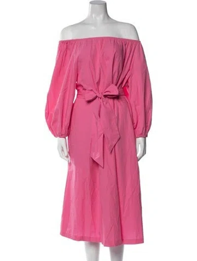 Pre-owned Frances Valentine Off-the-shoulder Midi Length Dress In Pink