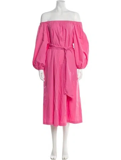Pre-owned Frances Valentine Off-the-shoulder Midi Length Dress W/ Tags In Pink