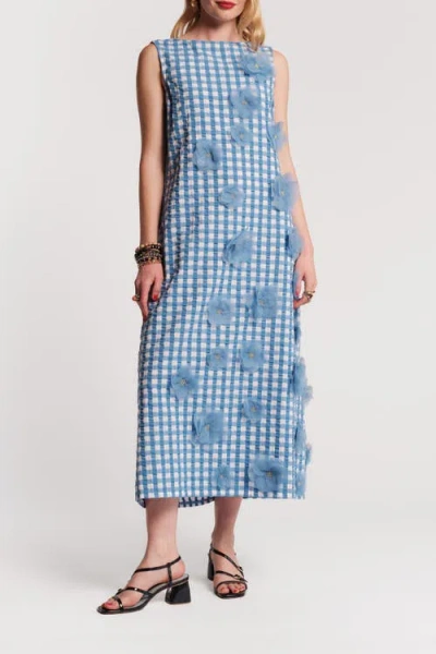 Frances Valentine Origami Dress Gingham In Blue