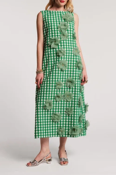 Frances Valentine Origami Dress Gingham In Green