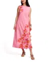 Frances Valentine Origami Dress With Organza Flowers In Pink