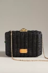 Frances Valentine Paige Wicker Box Clutch In Black