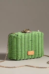 Frances Valentine Paige Wicker Box Clutch In Green