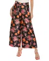 Frances Valentine Side-slit Floral-print Palazzo Pants In Brown