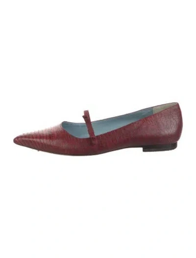 Pre-owned Frances Valentine Patent Leather Animal Print Mary Jane Flats In Red