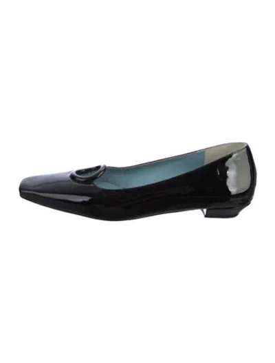 Pre-owned Frances Valentine Patent Leather Cutout Accent Ballet Flats In Black
