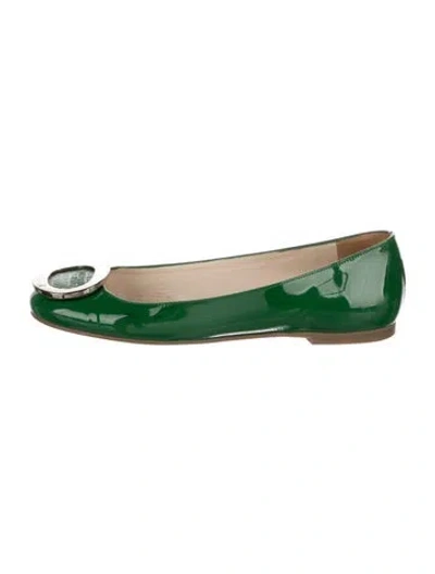 Pre-owned Frances Valentine Patent Leather Flats In Green