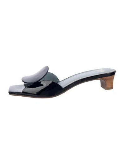 Pre-owned Frances Valentine Patent Leather Slides In Blue