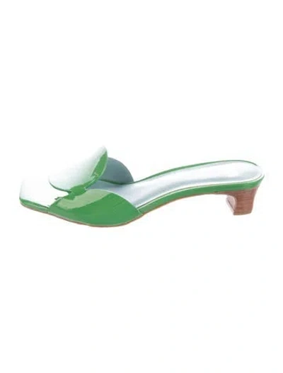 Pre-owned Frances Valentine Patent Leather Slides In Green