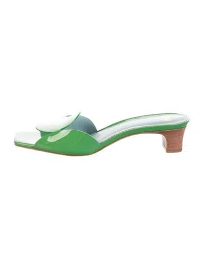 Pre-owned Frances Valentine Patent Leather Slides In Green