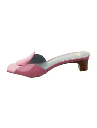 Pre-owned Frances Valentine Patent Leather Slides In Pink