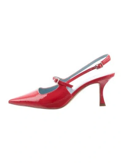 Pre-owned Frances Valentine Patent Leather Slingback Pumps In Red