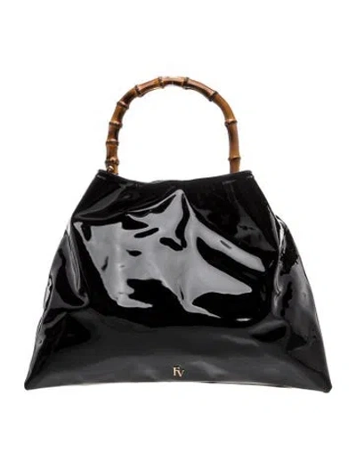 Pre-owned Frances Valentine Patent Leather Top Handle Bag In Black