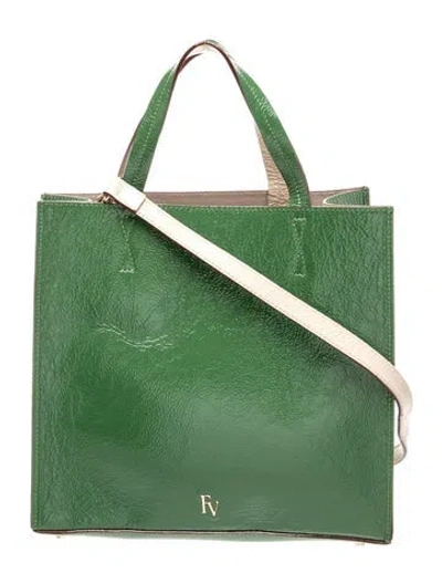 Pre-owned Frances Valentine Patent Leather Top Handle Bag In Green