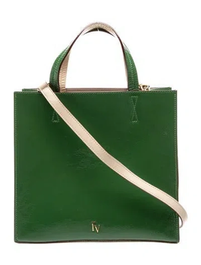 Pre-owned Frances Valentine Patent Leather Top Handle Bag In Green