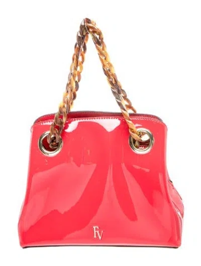 Pre-owned Frances Valentine Patent Leather Top Handle Bag In Red