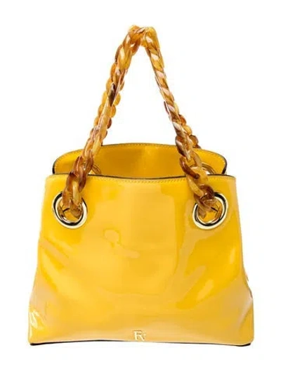 Pre-owned Frances Valentine Patent Leather Top Handle Bag In Yellow
