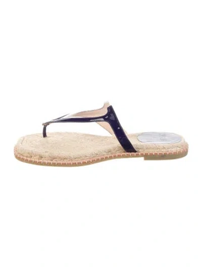 Pre-owned Frances Valentine Patent Leather Whipstitch Trim Flip Flops In Red