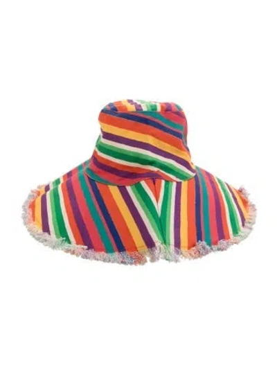 Pre-owned Frances Valentine Pattern Print Cotton Bucket Hat In Red