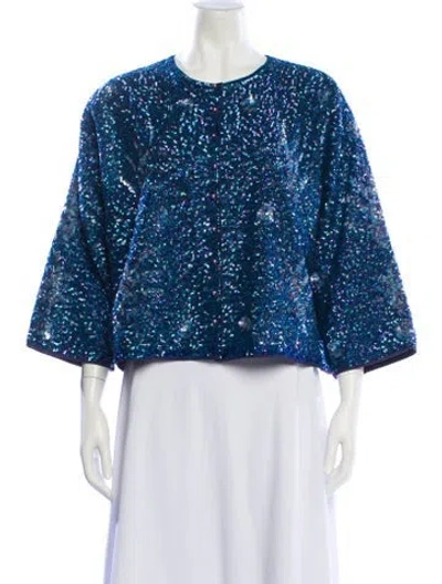 Pre-owned Frances Valentine Patterned Bolero In Blue