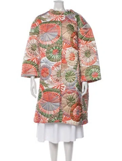Pre-owned Frances Valentine Patterned Coat W/ Tags In Orange