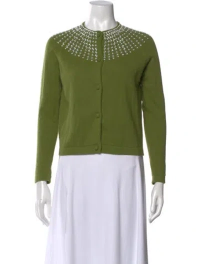 Pre-owned Frances Valentine Patterned Crew Neck Sweater In Green